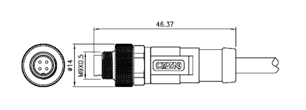 картинка Вилка кабельная   M9-A-P4-1M-PVC