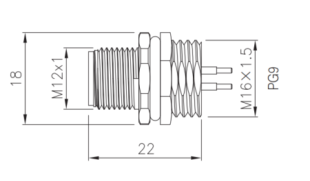 картинка Розетка панельная   M12-CB-S2-PG9