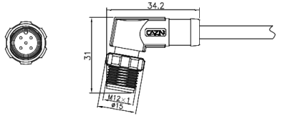 картинка Вилка кабельная   M12-D2-P6-1M-PVC