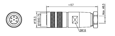 картинка Розетка кабельная   M16G-5A-S-YJP-PG7