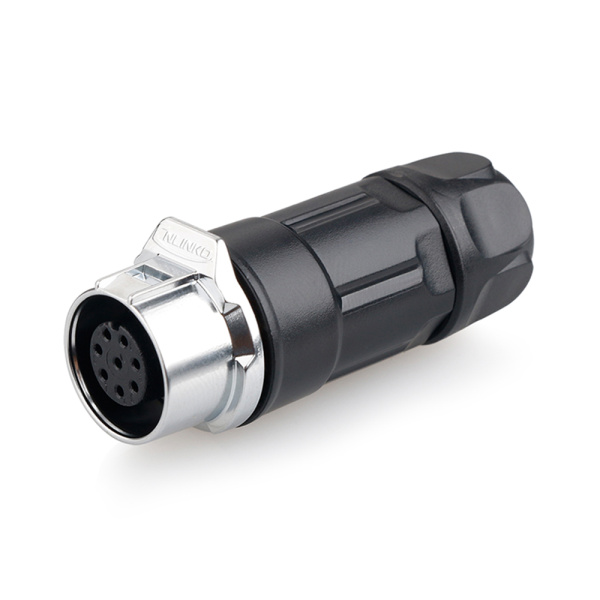 Metal+Plastic Mating female In-line Receptacle CNLINKO LP-12-J08PP-01-001