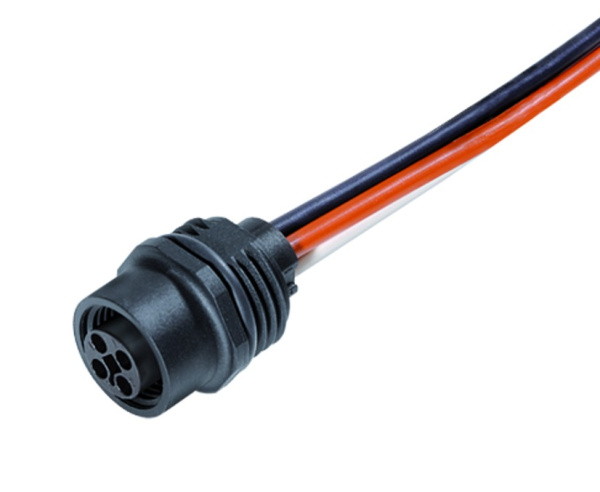 BINDER Socket Circular M12 4p with Strands 0.2m 09-0632-300-04