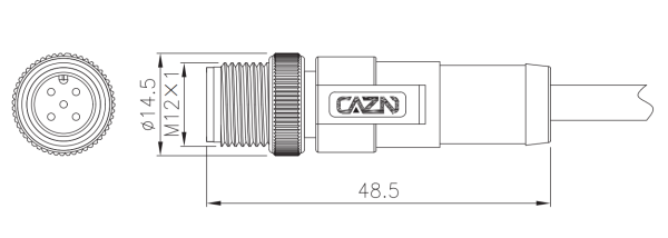 картинка Вилка кабельная   M12-A-P6C-1M-PVC
