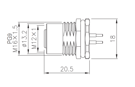 картинка Розетка панельная   M12-CF1-S2-PG9